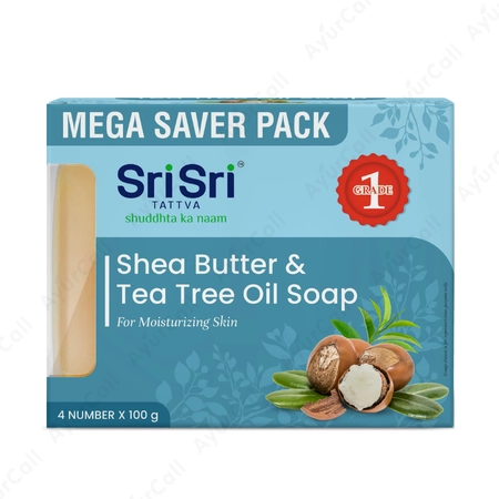 Sri Sri Shea Butter and Tea Tree Oil Soap Pack of 4  -300  GM